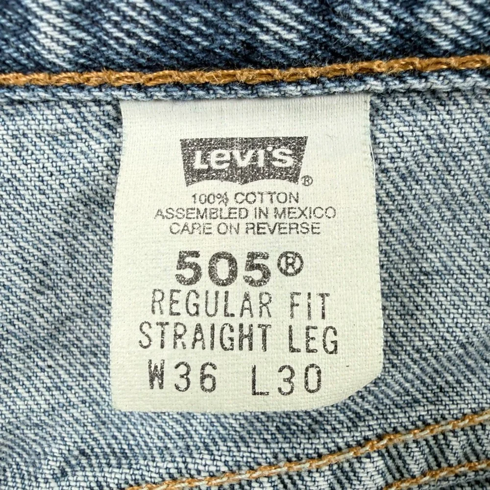 Vintage Levis 505 Jeans 36x30 (35x30) Y2k Distressed Black Batwing 1998 90s Punk